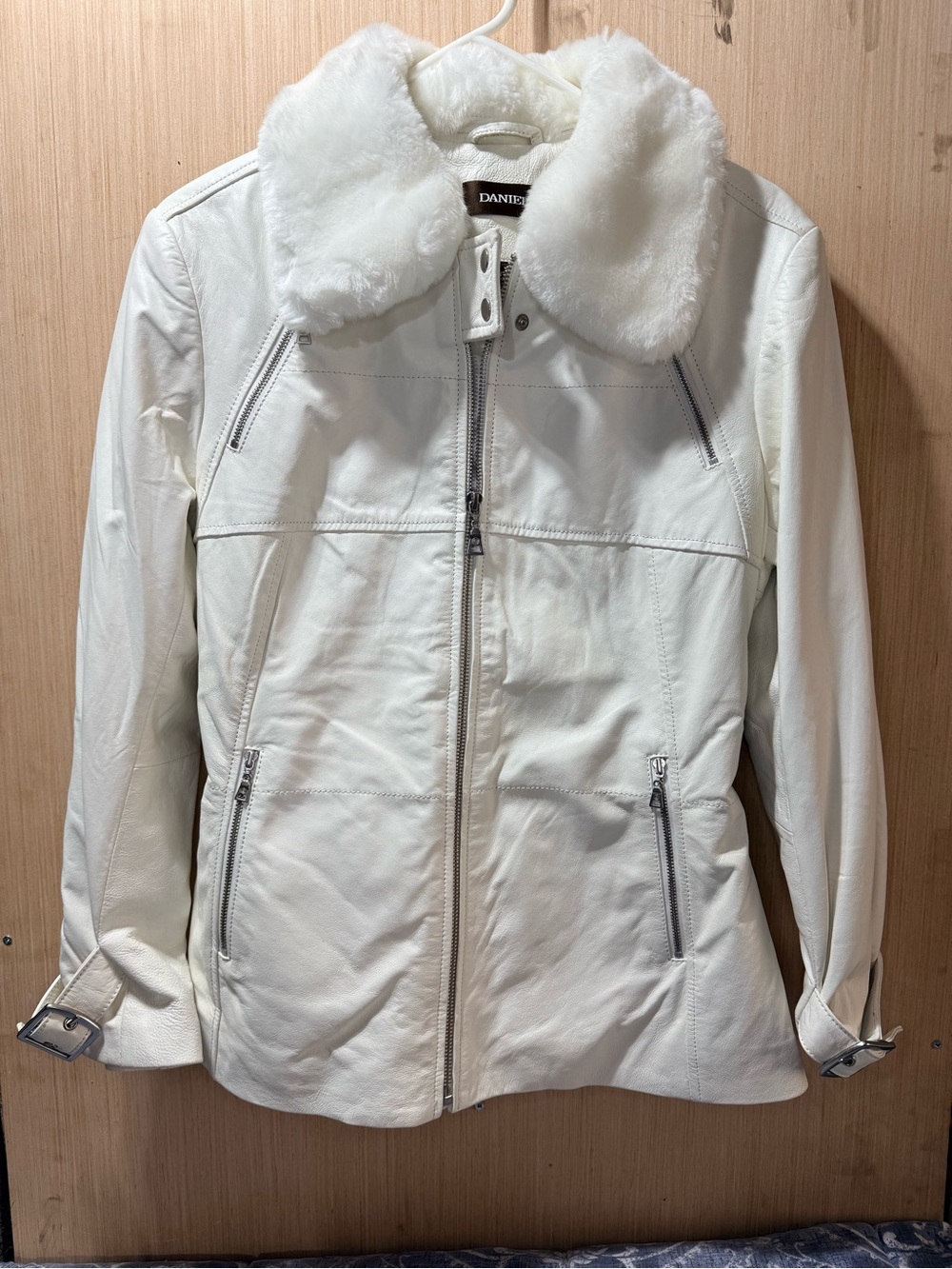 White Danier Leather Jacket Size S